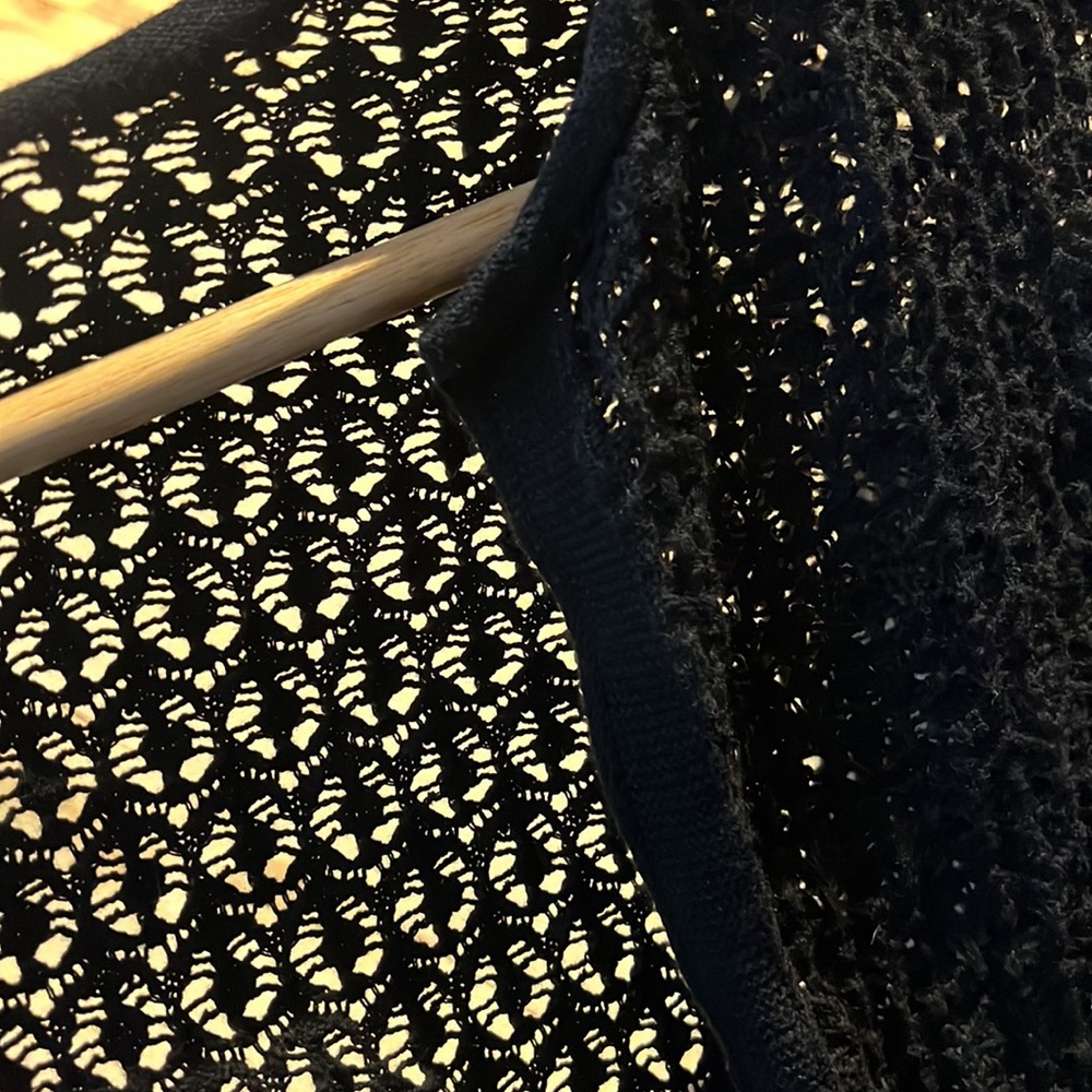 J Jill, black crochet, knit long cardigan - Picture 5 of 5